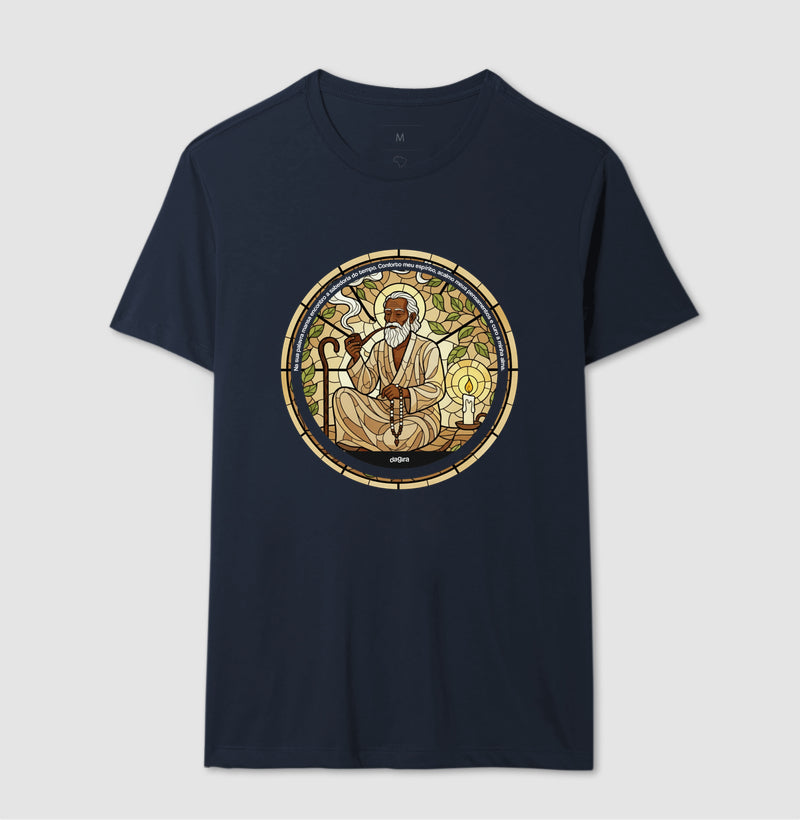 Camiseta Umbanda Preto-Velho Vitral Algodão | Dagira