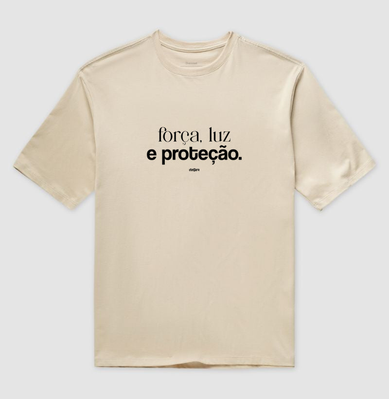Camiseta Força, Luz e Proteção Oversized | Dagira