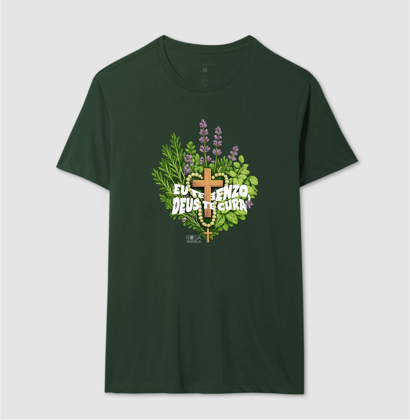 Camiseta Eu Te Benzo Deus Te Cura Algodão | Dagira