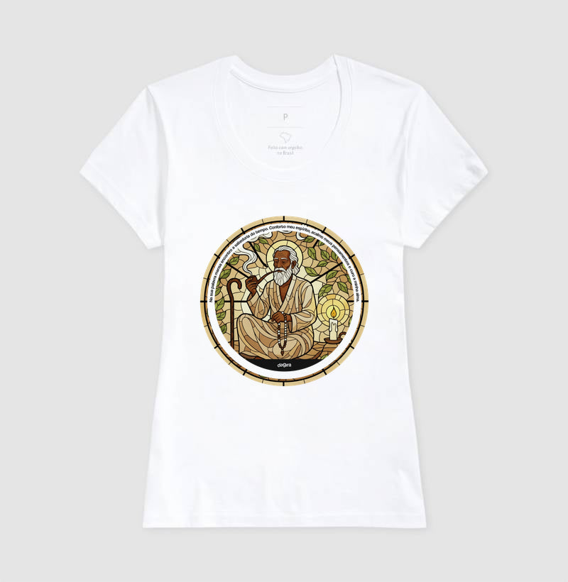 Camiseta Umbanda Preto-Velho Vitral Algodão | Dagira
