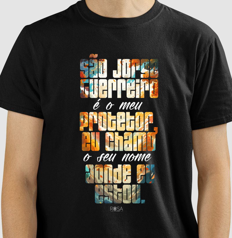 Camiseta São Jorge Guerreiro Estampa Frase | Dagira