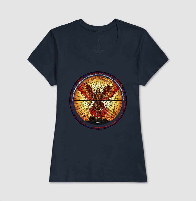 Camiseta São Miguel Arcanjo Vitral Algodão Premium | Dagira