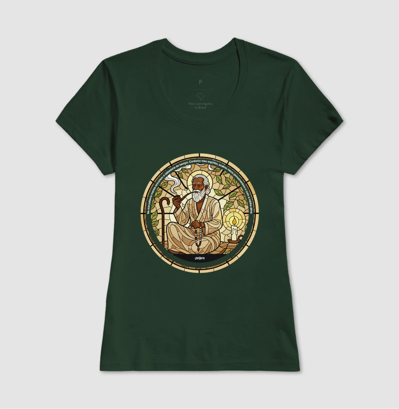 Camiseta Umbanda Preto-Velho Vitral Algodão | Dagira