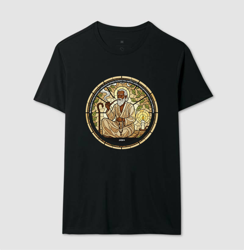 Camiseta Umbanda Preto-Velho Vitral Algodão | Dagira