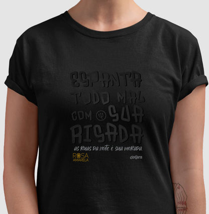Camiseta Umbanda Risada de Exu Rosa Amarela | Dagira