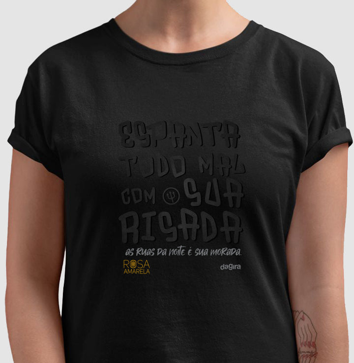 Camiseta Umbanda Risada de Exu Rosa Amarela | Dagira
