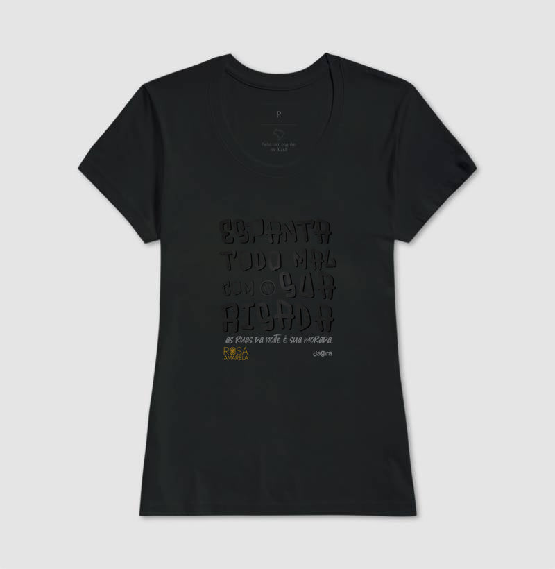 Camiseta Umbanda Risada de Exu Rosa Amarela | Dagira