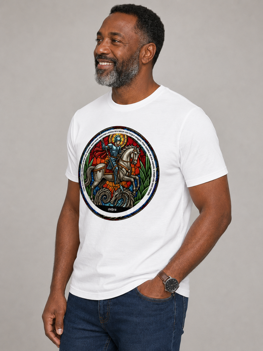 Camiseta Umbanda Ogum Vitral Algodão Premium | Dagira