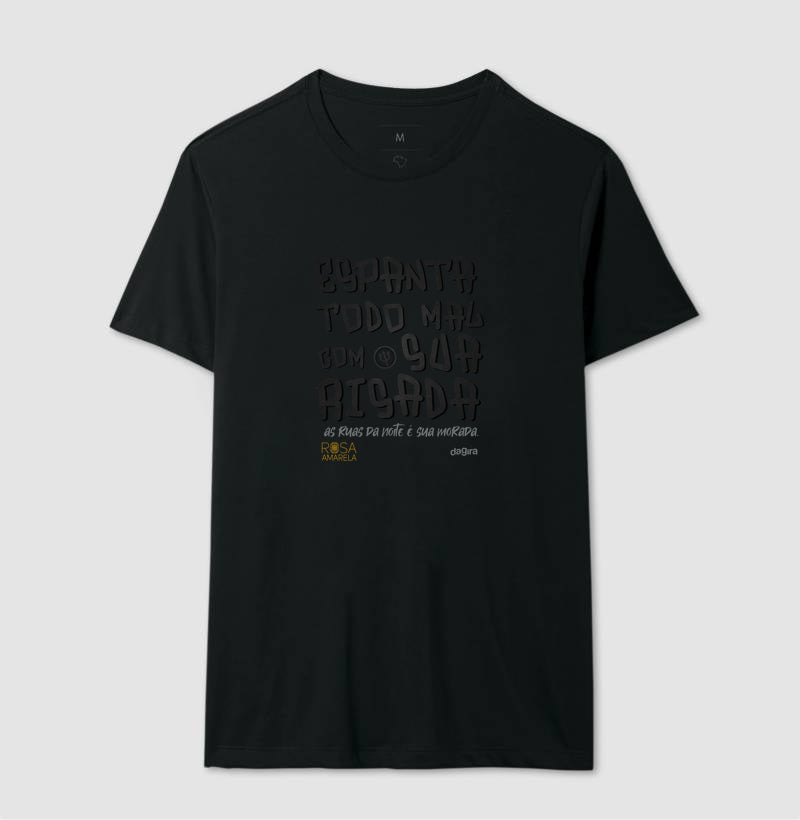 Camiseta Umbanda Risada de Exu Rosa Amarela | Dagira