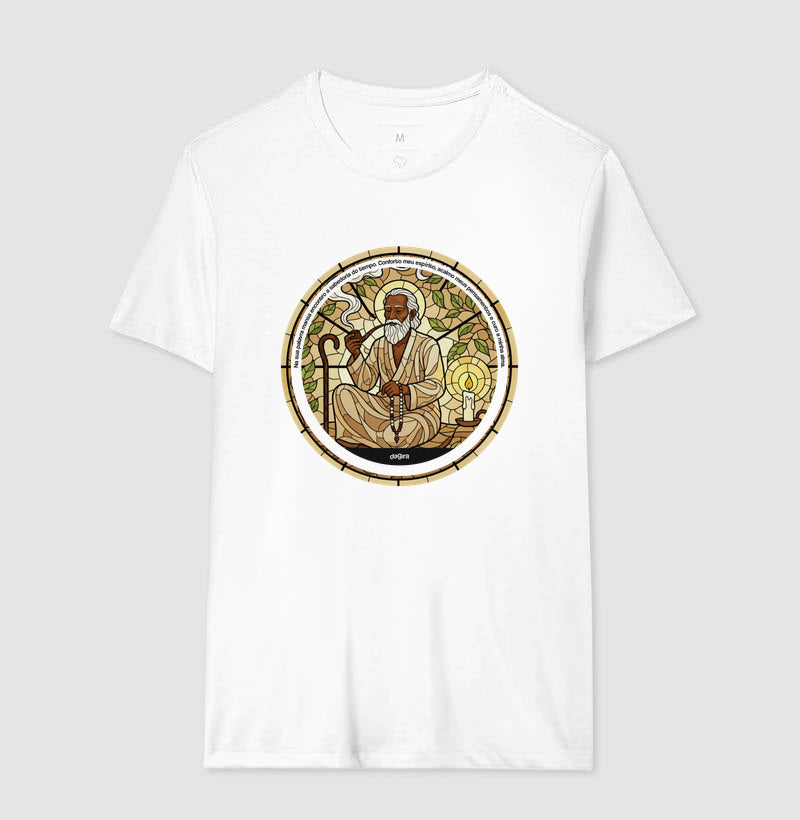 Camiseta Umbanda Preto-Velho Vitral Algodão | Dagira