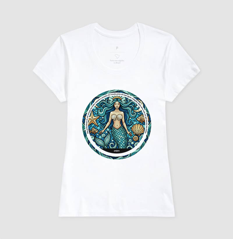 Camiseta Umbanda Iemanjá Sereia Vitral | Dagira