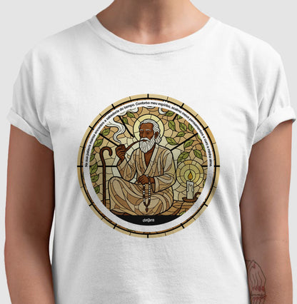 Camiseta Umbanda Preto-Velho Vitral Algodão | Dagira