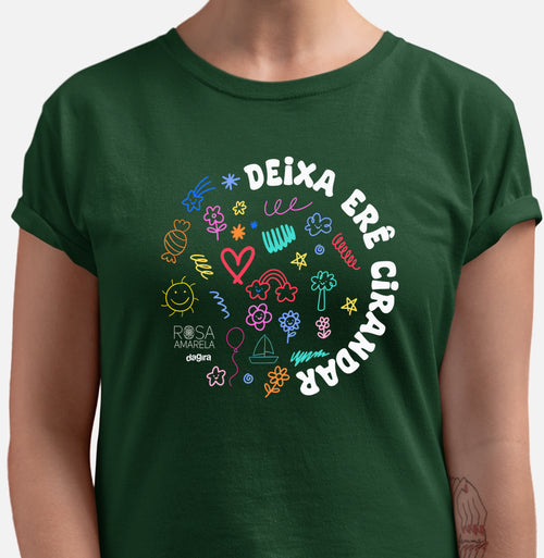 Camiseta Deixa Erê Cirandar Rosa Amarela | Dagira