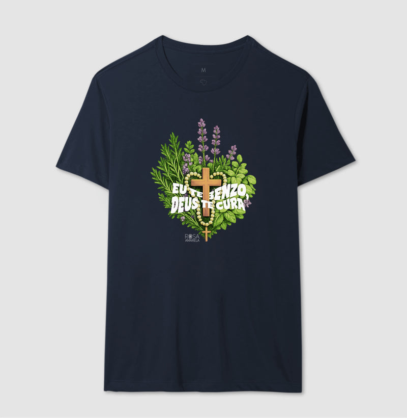 Camiseta Eu Te Benzo Deus Te Cura Algodão | Dagira