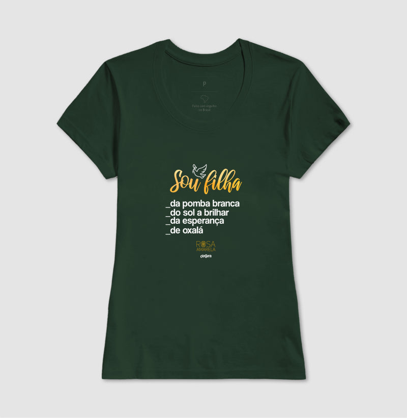 Camiseta Sou Filha de Oxalá Rosa Amarela | Dagira