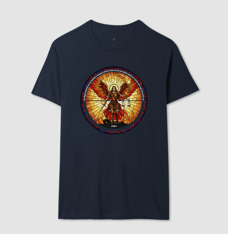 Camiseta São Miguel Arcanjo Vitral Algodão Premium | Dagira