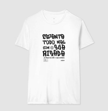 Camiseta Umbanda Risada de Exu Rosa Amarela | Dagira