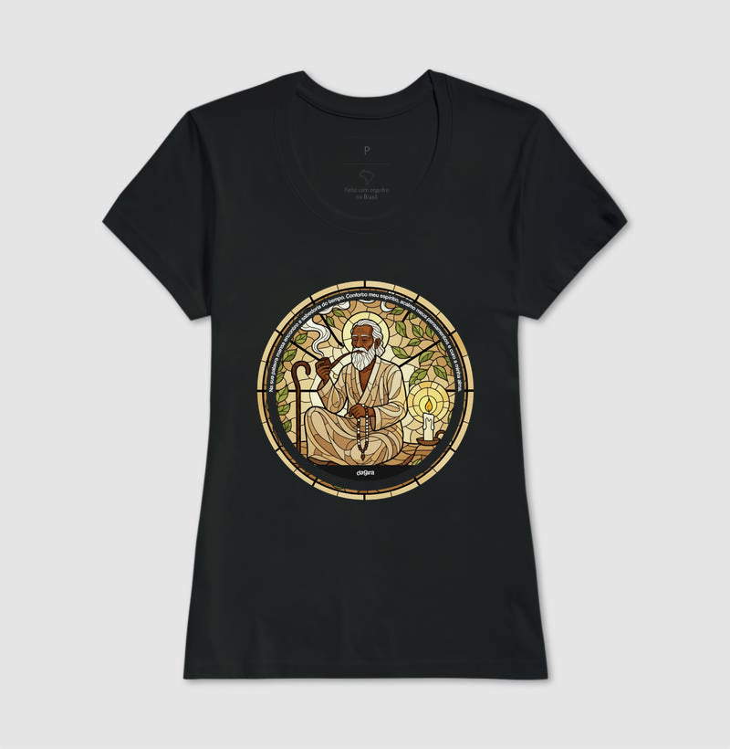 Camiseta Umbanda Preto-Velho Vitral Algodão | Dagira